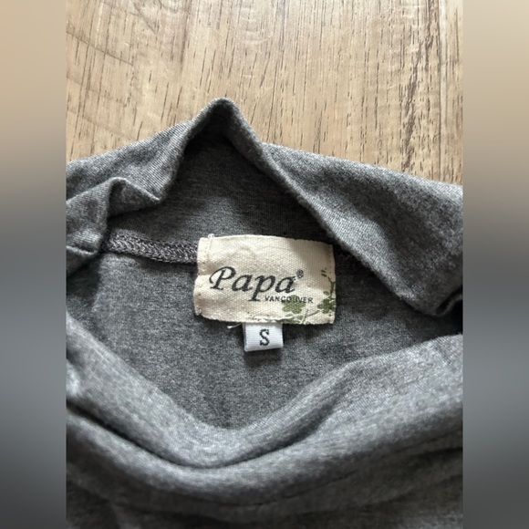 Papa Vancouver soft bamboo Gray Womens mock-neck small shop local grey tee basic - Picture 3 of 7